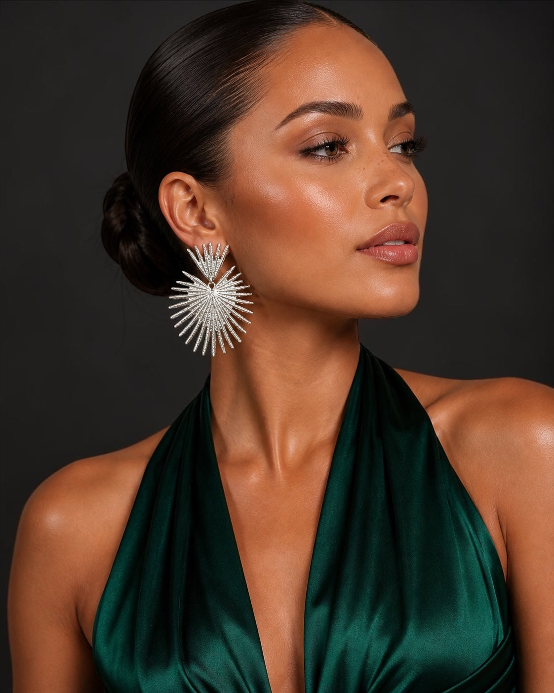 Sunburst Statement Earrings – Gold & Silver Fan Drop Earrings, Bold Lightweight Party & Wedding Jewellery - Fatisha Boutique #