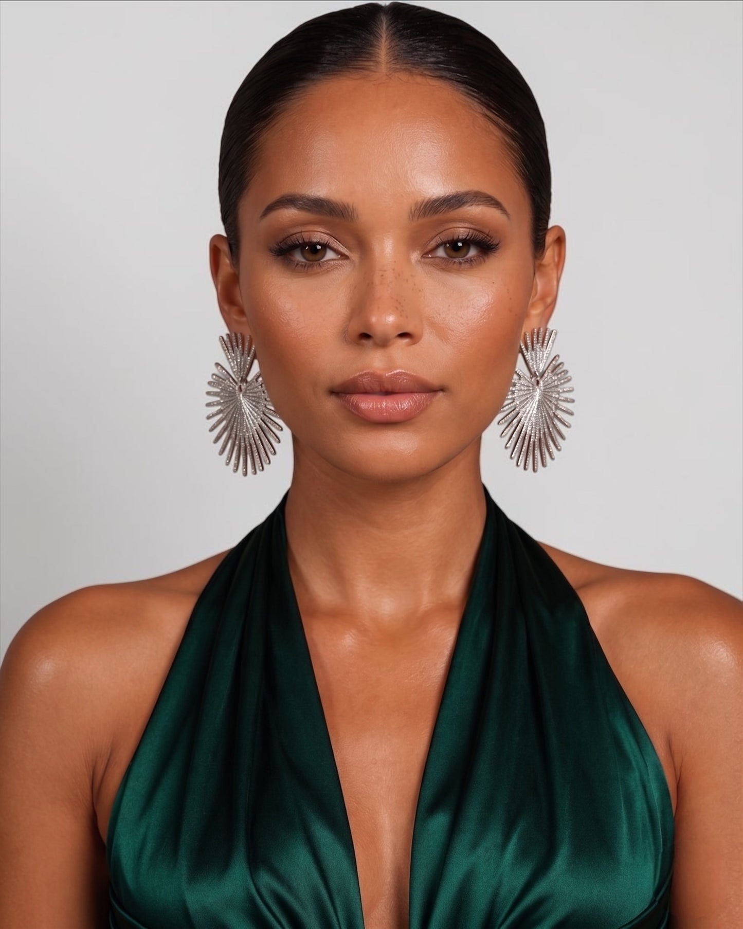 Sunburst Statement Earrings – Gold & Silver Fan Drop Earrings, Bold Lightweight Party & Wedding Jewellery - Fatisha Boutique #