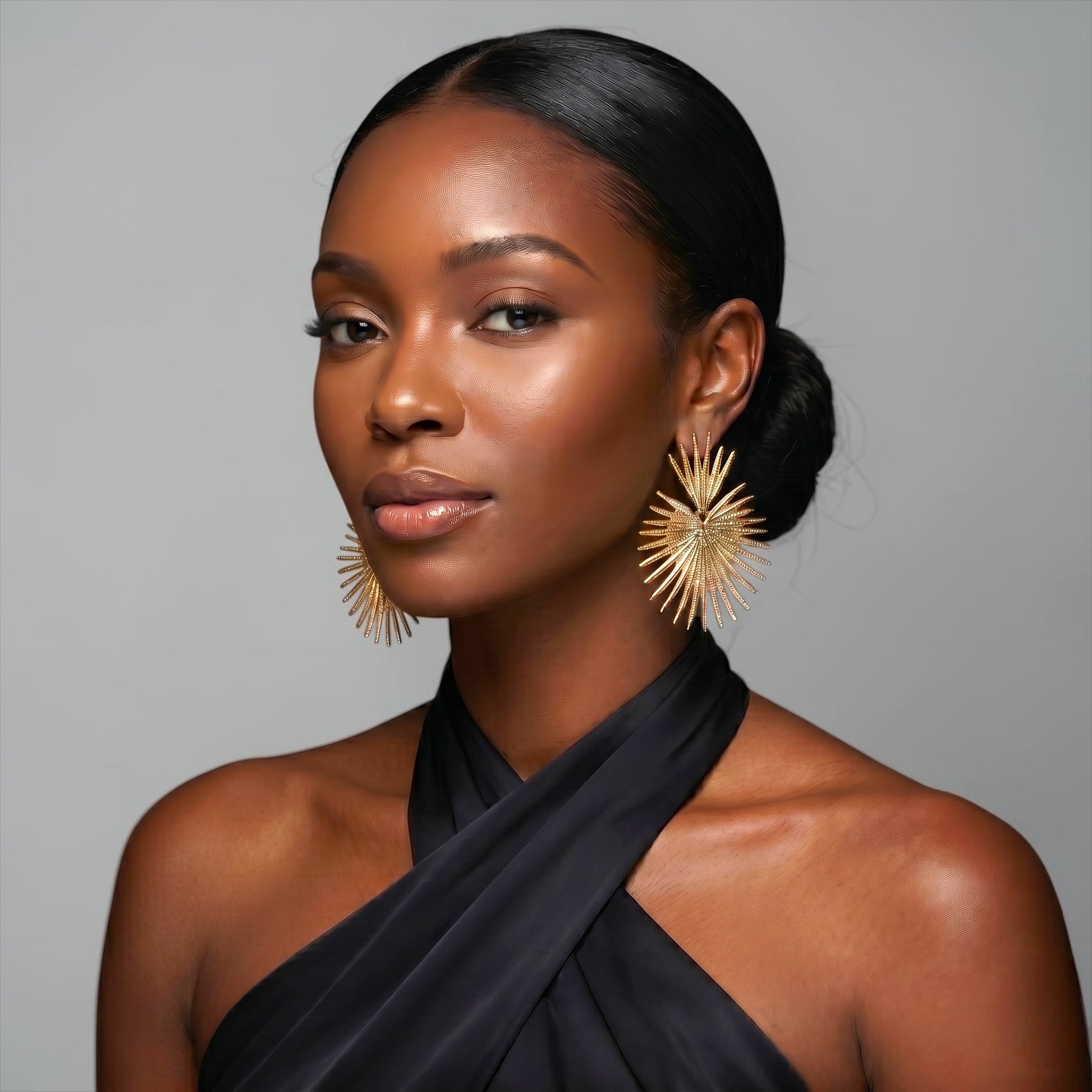 Sunburst Statement Earrings – Gold & Silver Fan Drop Earrings, Bold Lightweight Party & Wedding Jewellery - Fatisha Boutique #