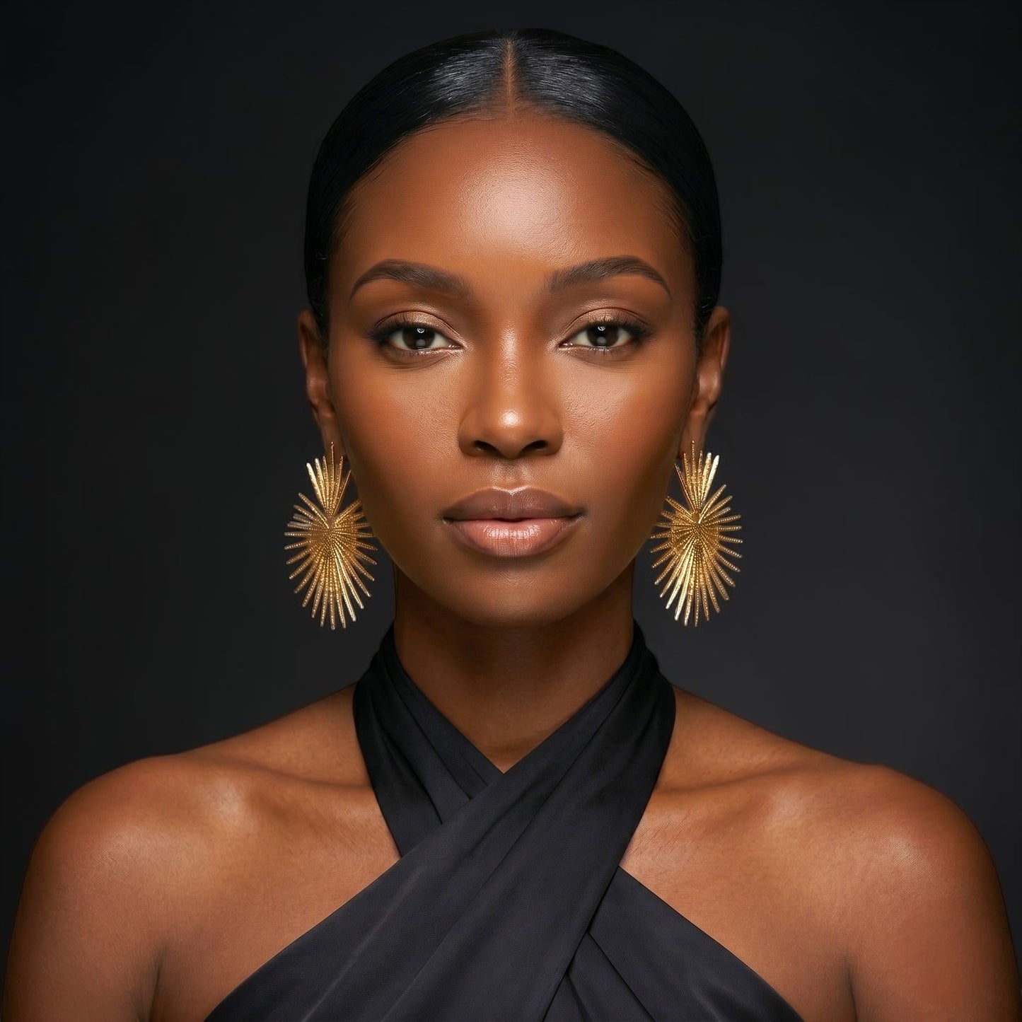 Sunburst Statement Earrings – Gold & Silver Fan Drop Earrings, Bold Lightweight Party & Wedding Jewellery - Fatisha Boutique #