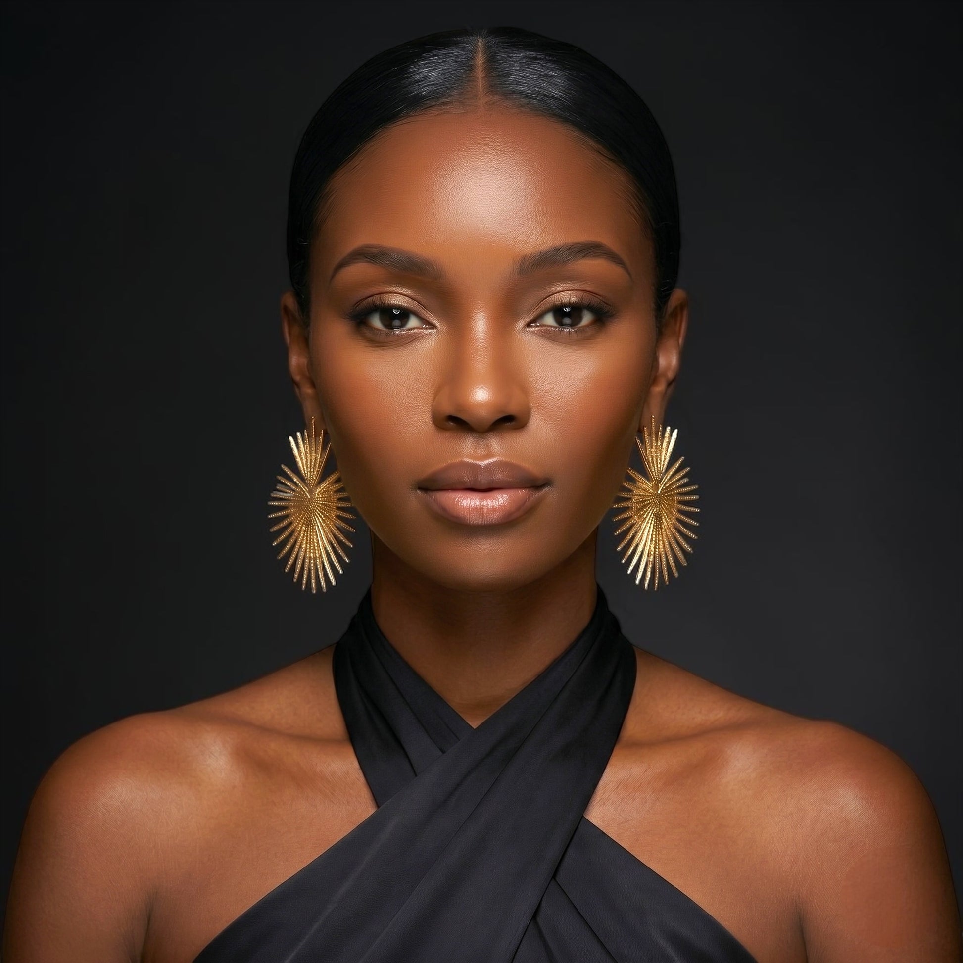Sunburst Statement Earrings – Gold & Silver Fan Drop Earrings, Bold Lightweight Party & Wedding Jewellery - Fatisha Boutique #