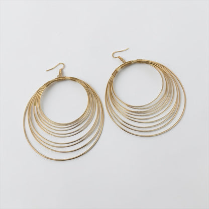Bold Oversized Gold Hoop Earrings – Multi-Layer Wire Statement Dangles - Fatisha Boutique #