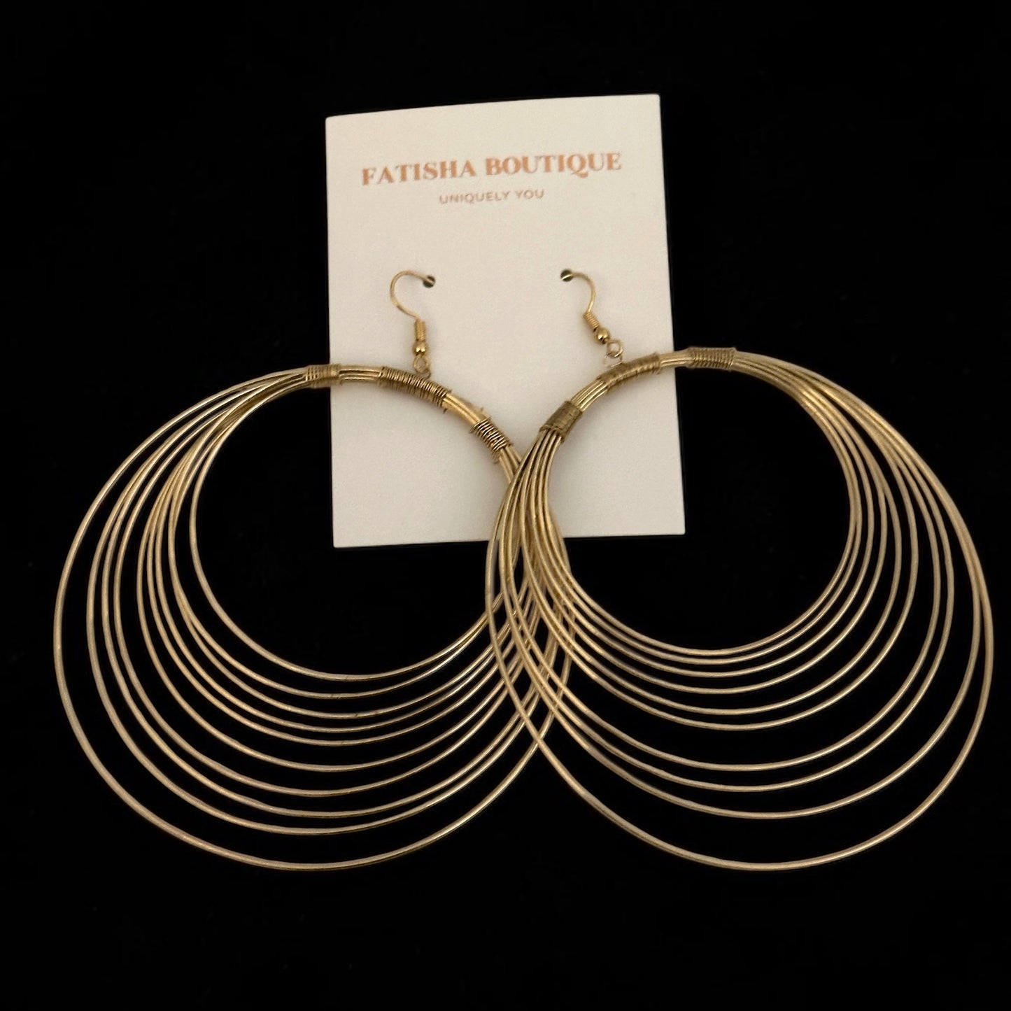 Bold Oversized Gold Hoop Earrings – Multi-Layer Wire Statement Dangles - Fatisha Boutique #