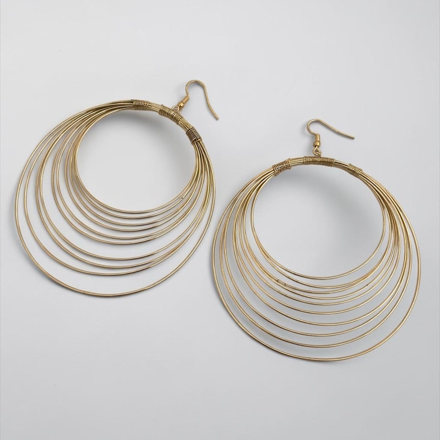 Bold Oversized Gold Hoop Earrings – Multi-Layer Wire Statement Dangles - Fatisha Boutique #