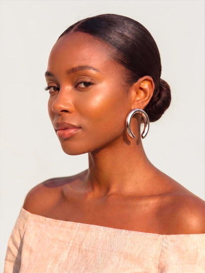 Chunky Open Hoop Earrings – Bold Sculptural Gold & Silver Statement Hoops - Fatisha Boutique #