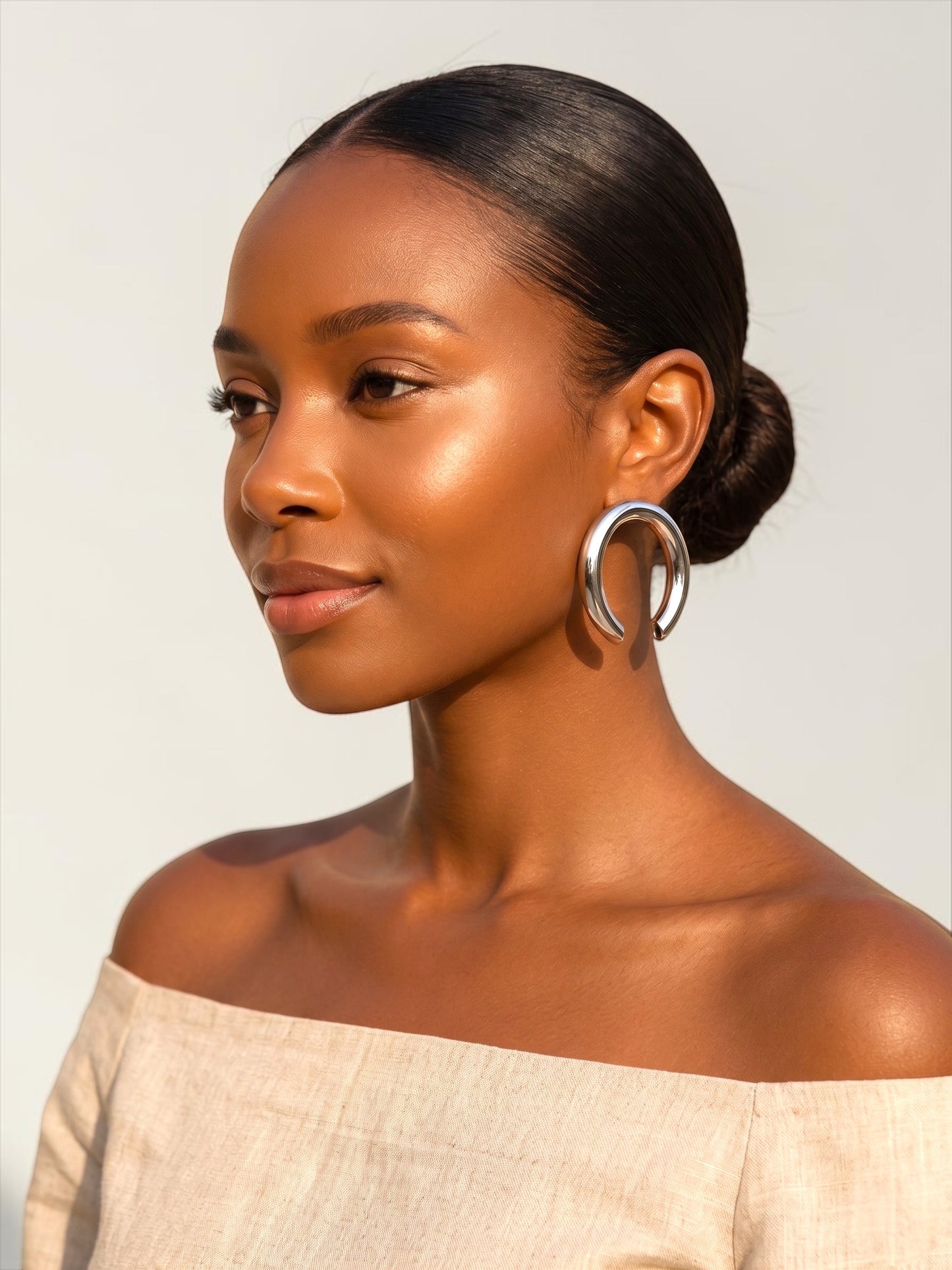 Chunky Open Hoop Earrings – Bold Sculptural Gold & Silver Statement Hoops - Fatisha Boutique #