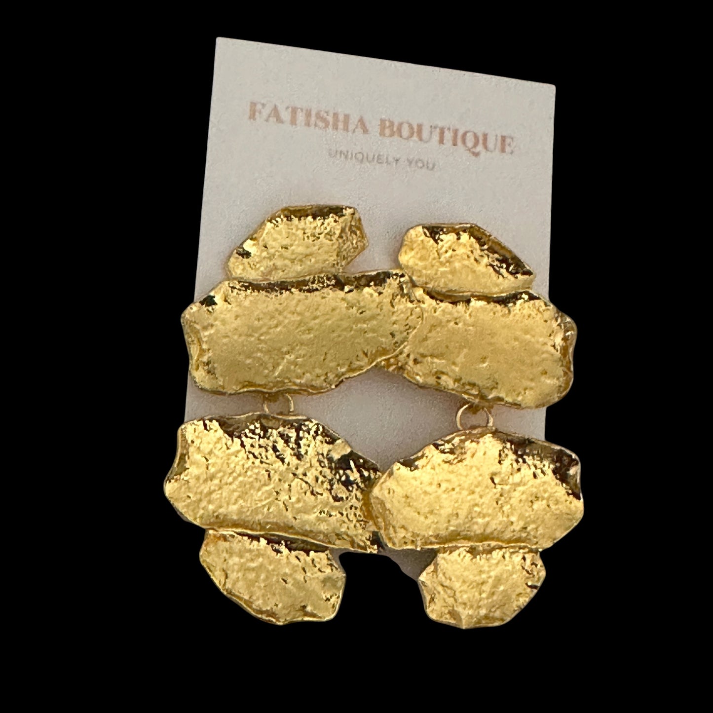 Sculptural Statement Drop Earrings – Textured Gold & Silver - Fatisha Boutique #