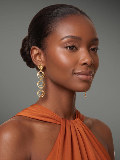 Gold Multi-Hoop Drop Earrings – Textured Tiered Statement - Fatisha Boutique #