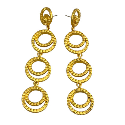 Gold Multi-Hoop Drop Earrings – Textured Tiered Statement - Fatisha Boutique #