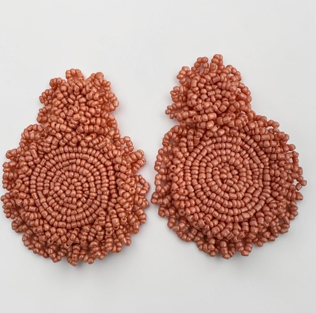 Handmade Beaded Statement Earrings – Boho Seed Bead Drops - Fatisha Boutique #