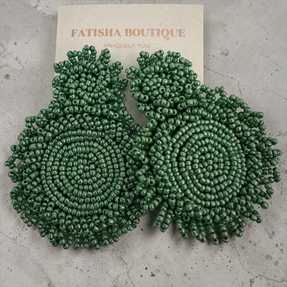 Handmade Beaded Statement Earrings – Boho Seed Bead Drops - Fatisha Boutique #