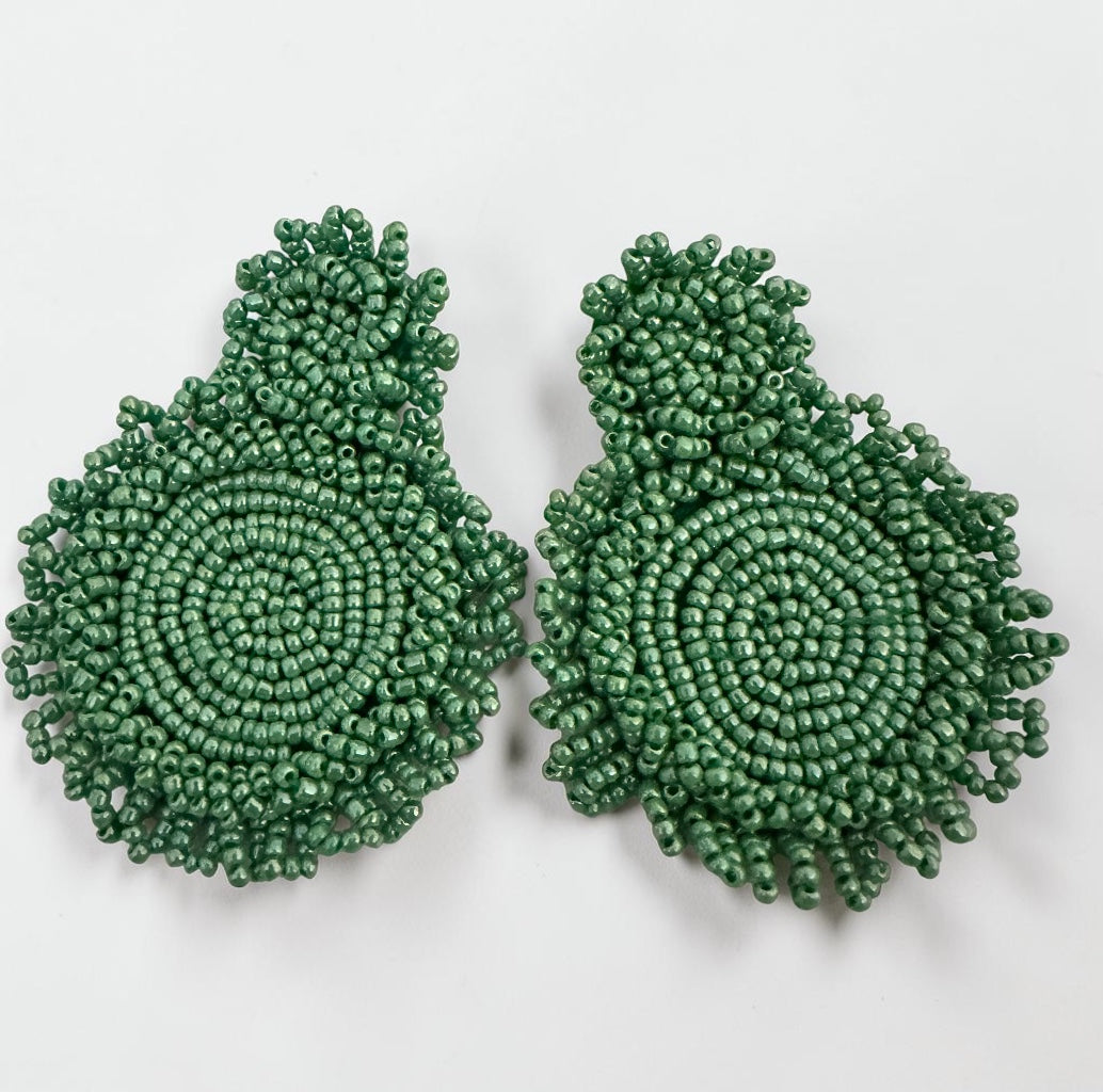 Handmade Beaded Statement Earrings – Boho Seed Bead Drops - Fatisha Boutique #