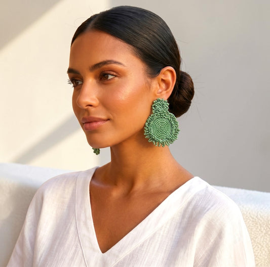 Handmade Beaded Statement Earrings – Boho Seed Bead Drops