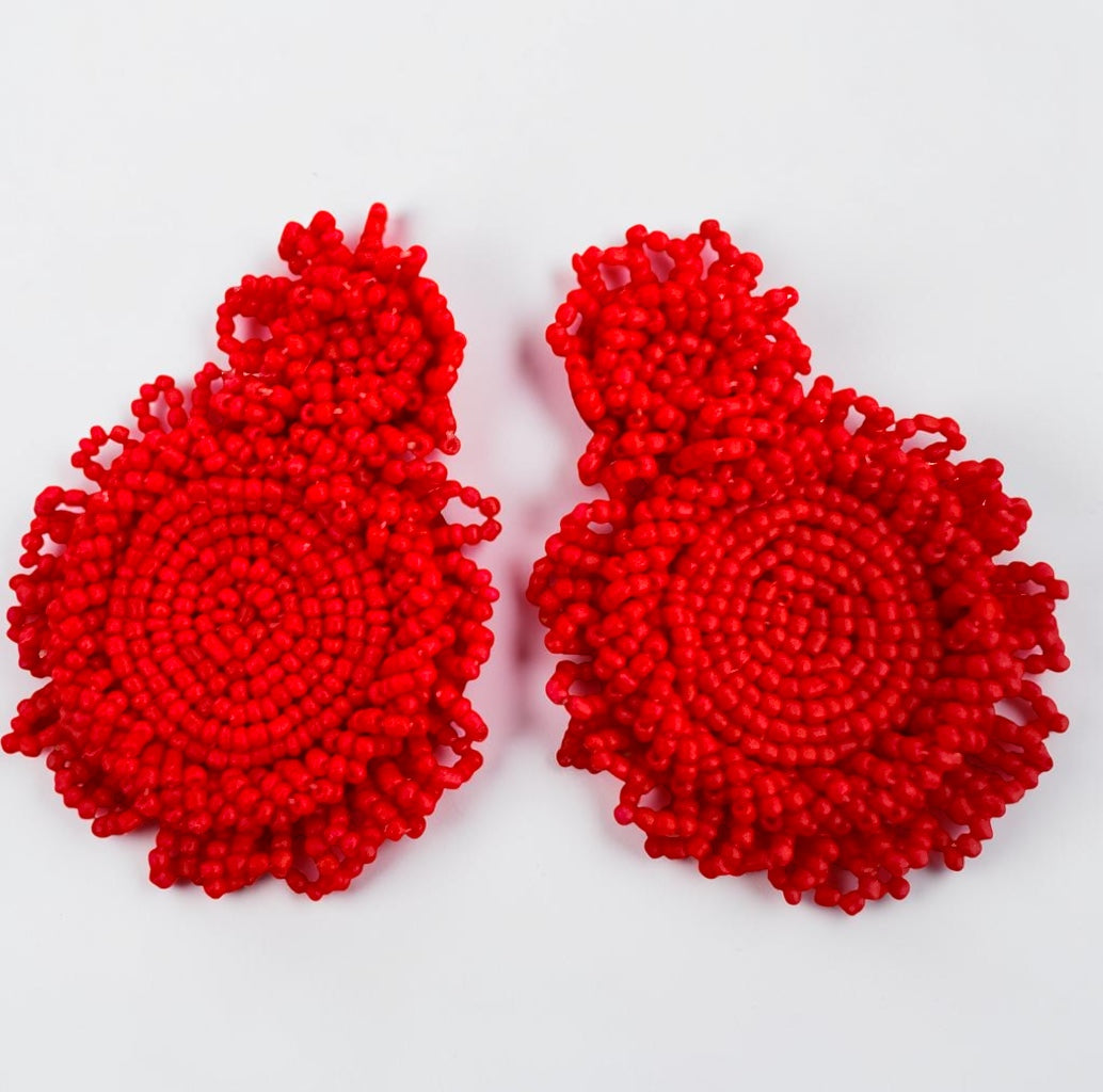 Handmade Beaded Statement Earrings – Boho Seed Bead Drops - Fatisha Boutique #