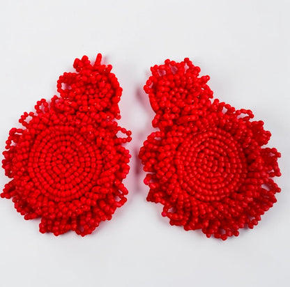 Handmade Beaded Statement Earrings – Boho Seed Bead Drops - Fatisha Boutique #