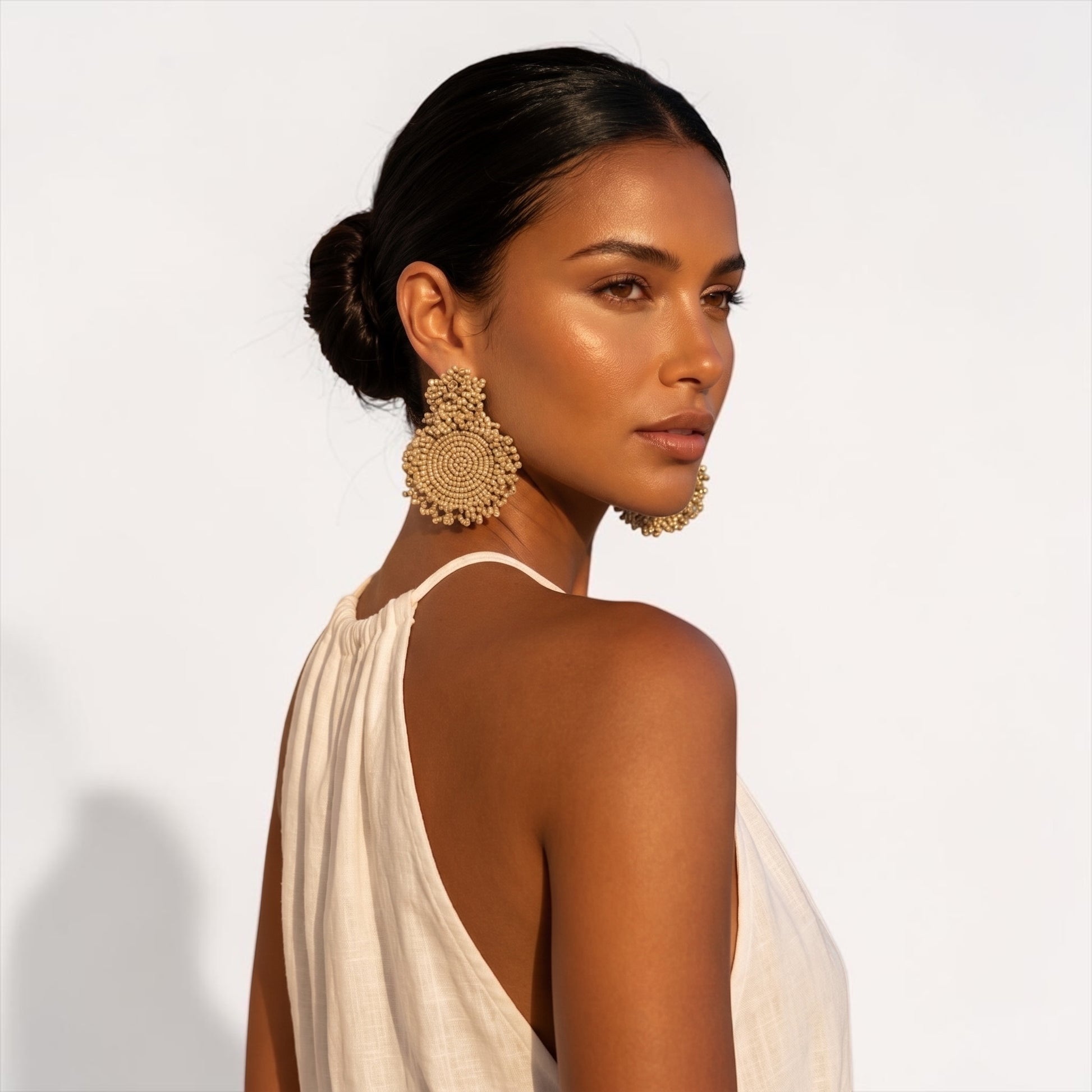 Handmade Beaded Statement Earrings – Boho Seed Bead Drops - Fatisha Boutique #