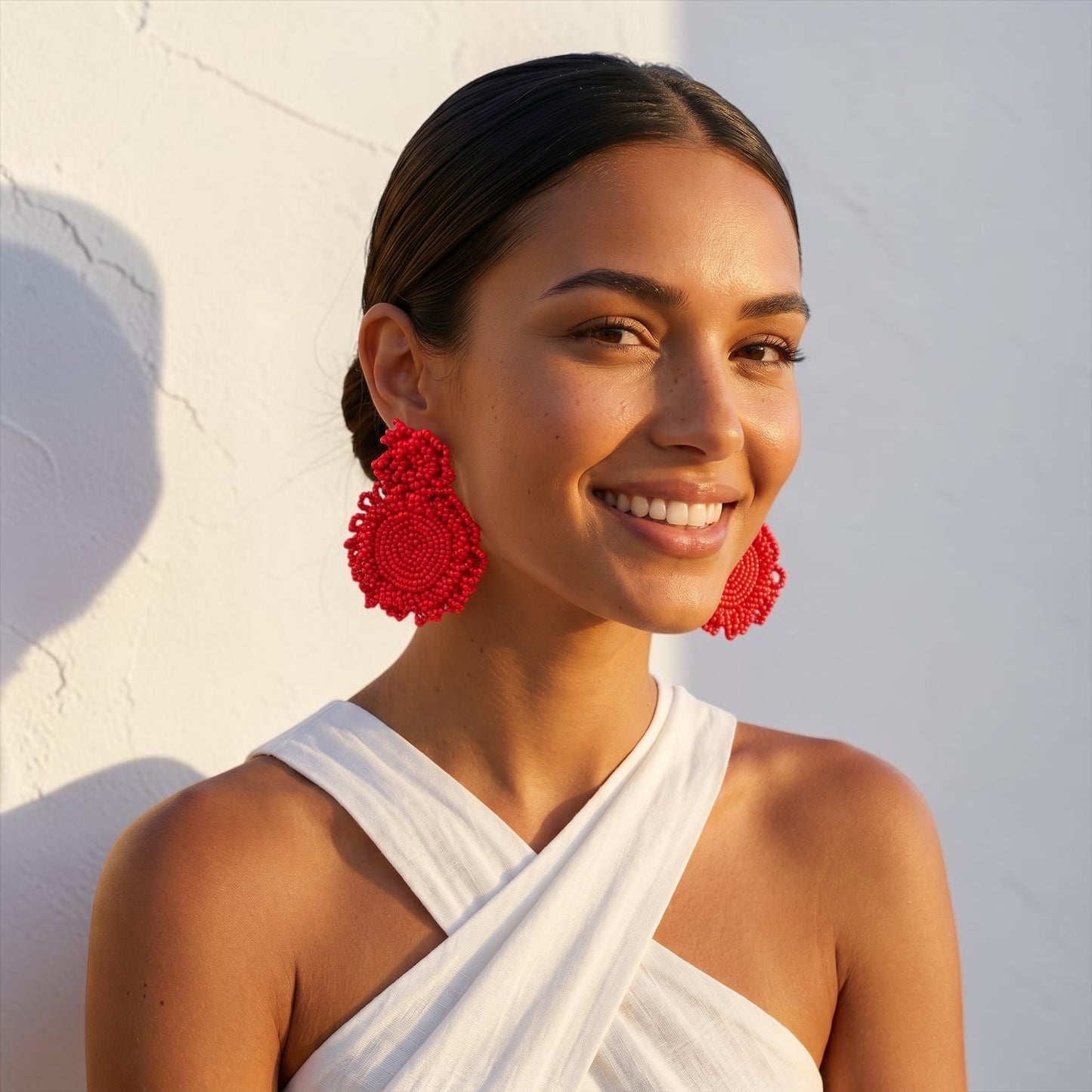 Handmade Beaded Statement Earrings – Boho Seed Bead Drops - Fatisha Boutique #