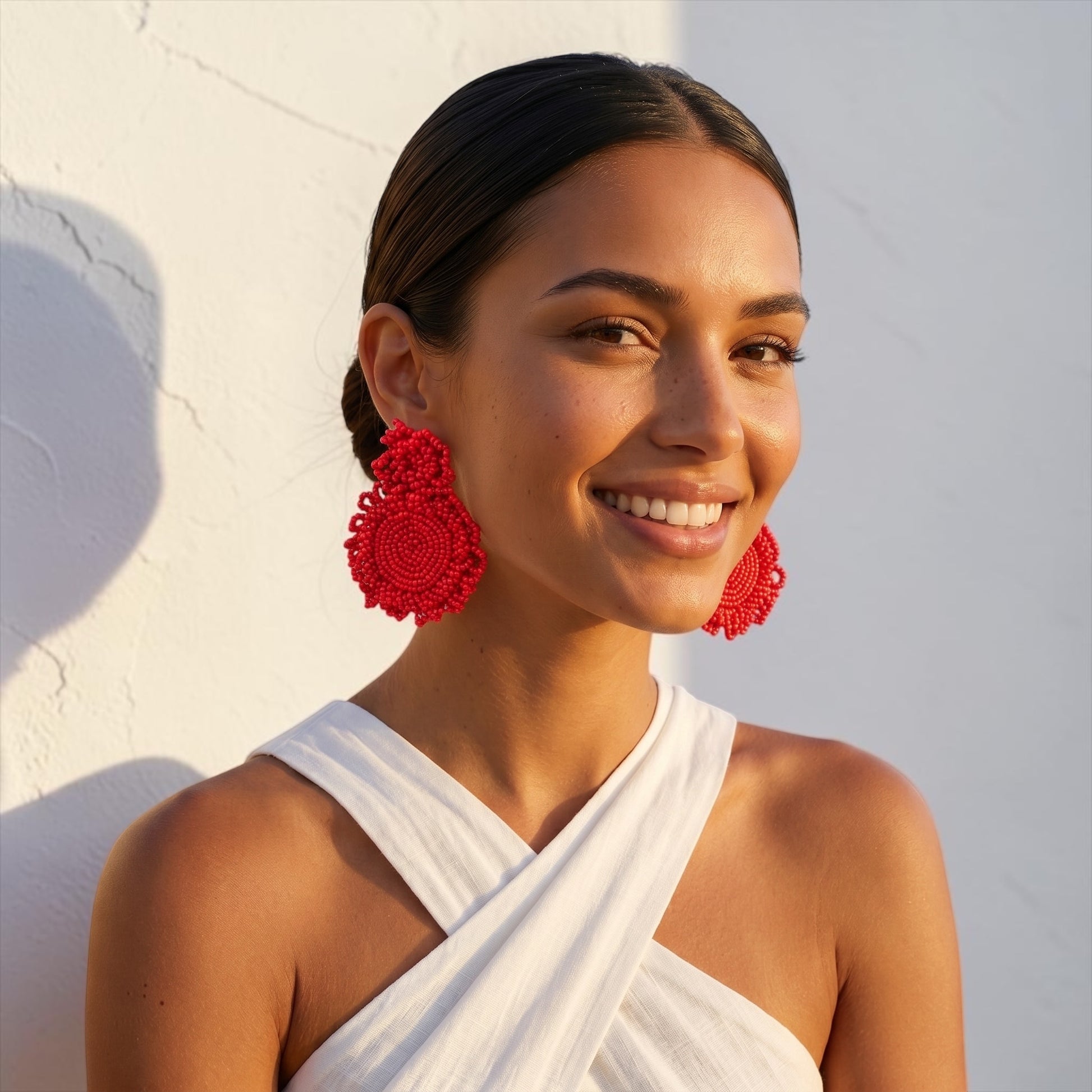 Handmade Beaded Statement Earrings – Boho Seed Bead Drops - Fatisha Boutique #