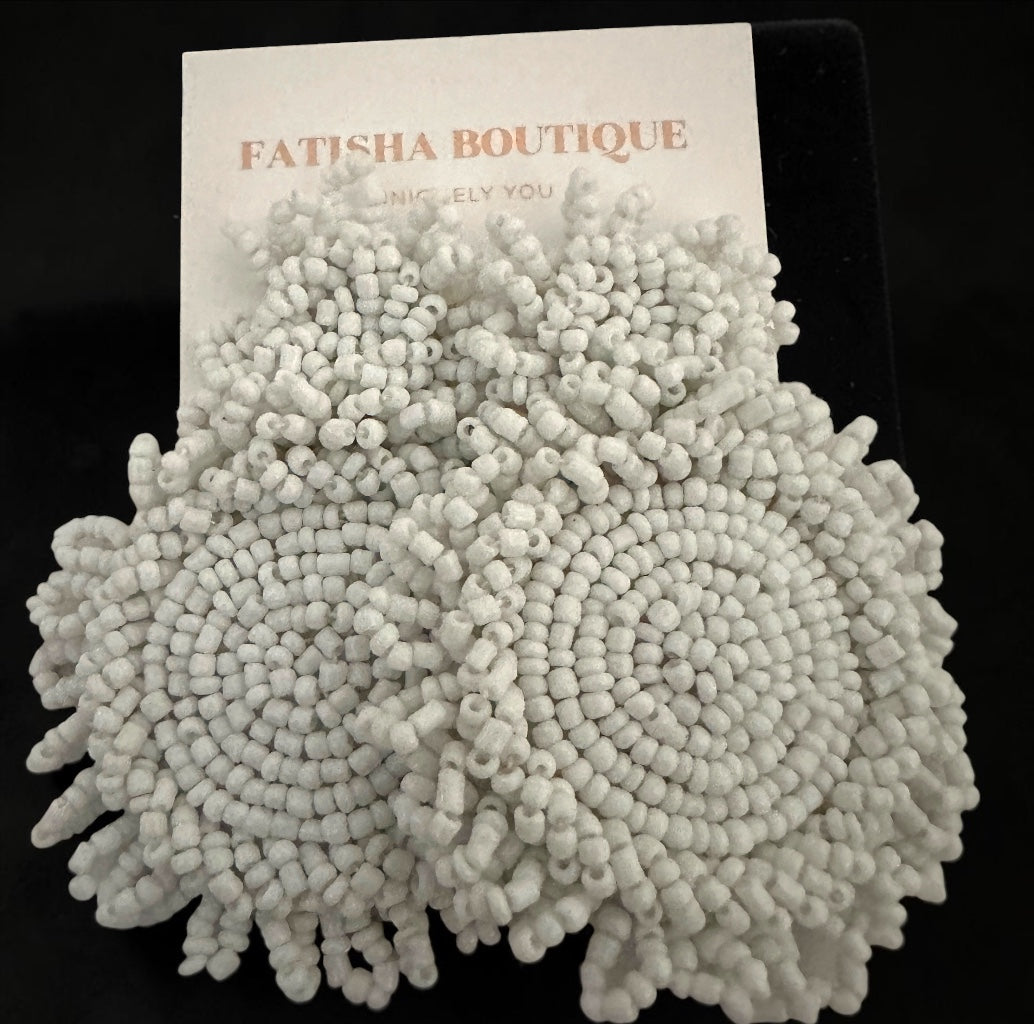 Handmade Beaded Statement Earrings – Boho Seed Bead Drops - Fatisha Boutique #