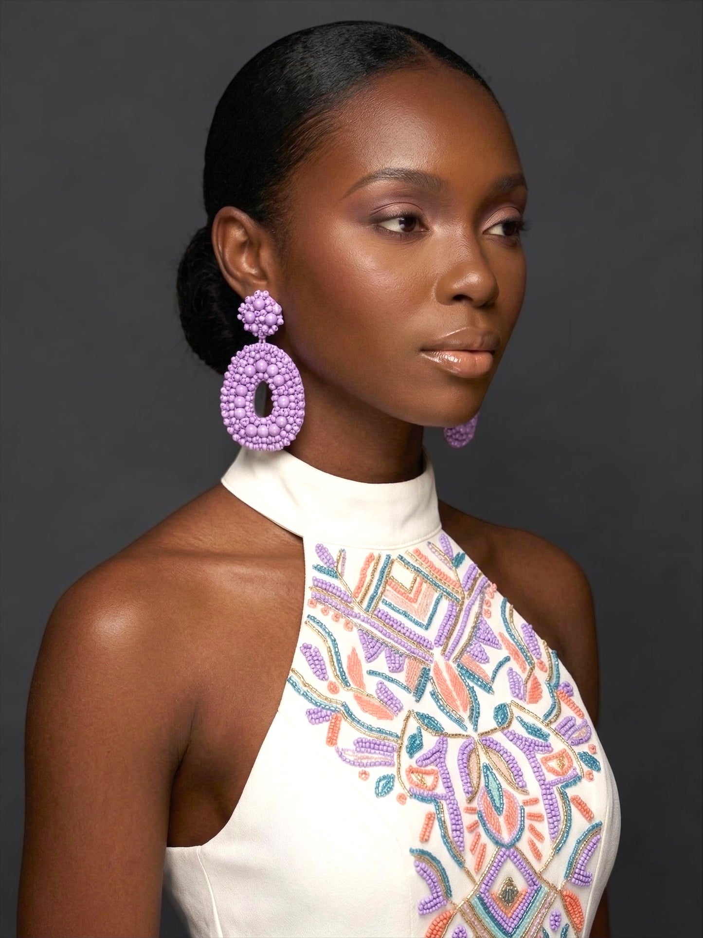 Handmade Beaded Statement Earrings – Bold Boho Drop Earrings (Multi-Colour) - Fatisha Boutique #
