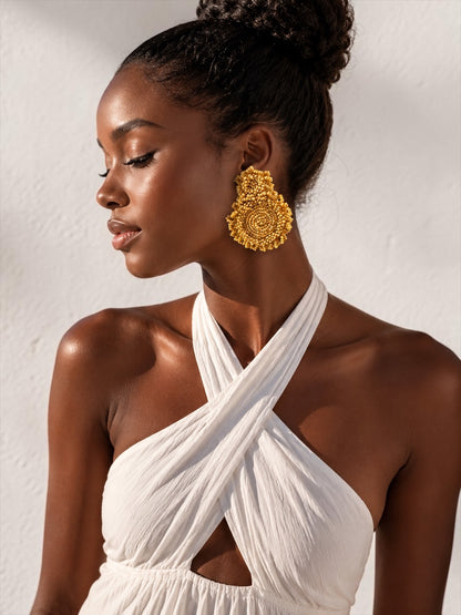 Handmade Beaded Statement Earrings – Boho Seed Bead Drops - Fatisha Boutique #