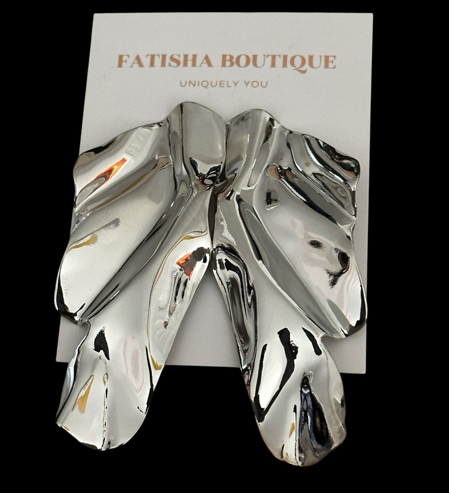 Sculptural Gold & Silver Statement Earrings – Textured Abstract Drop Design - Fatisha Boutique #