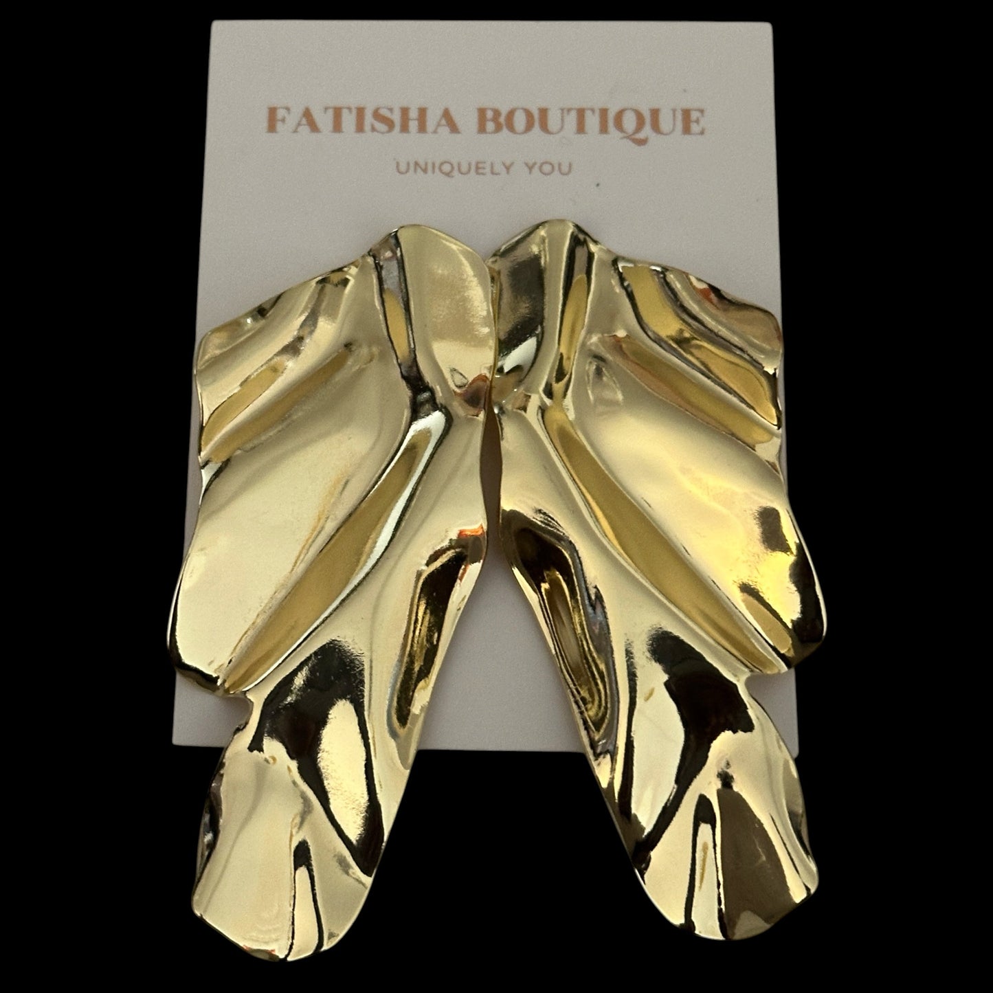 Sculptural Gold & Silver Statement Earrings – Textured Abstract Drop Design - Fatisha Boutique #