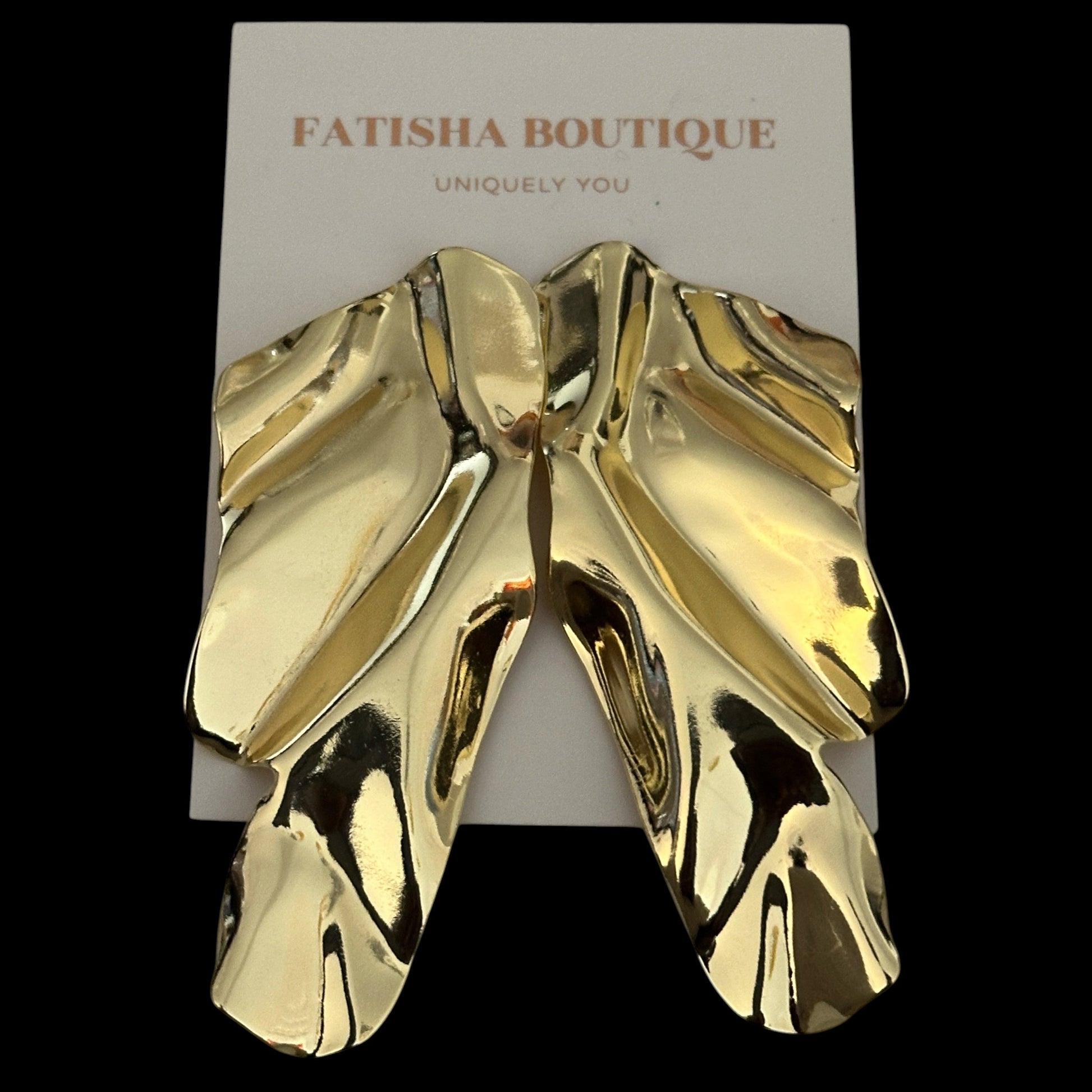 Sculptural Gold & Silver Statement Earrings – Textured Abstract Drop Design - Fatisha Boutique #