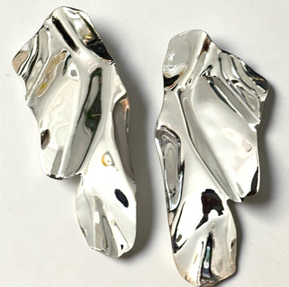 Sculptural Gold & Silver Statement Earrings – Textured Abstract Drop Design - Fatisha Boutique #