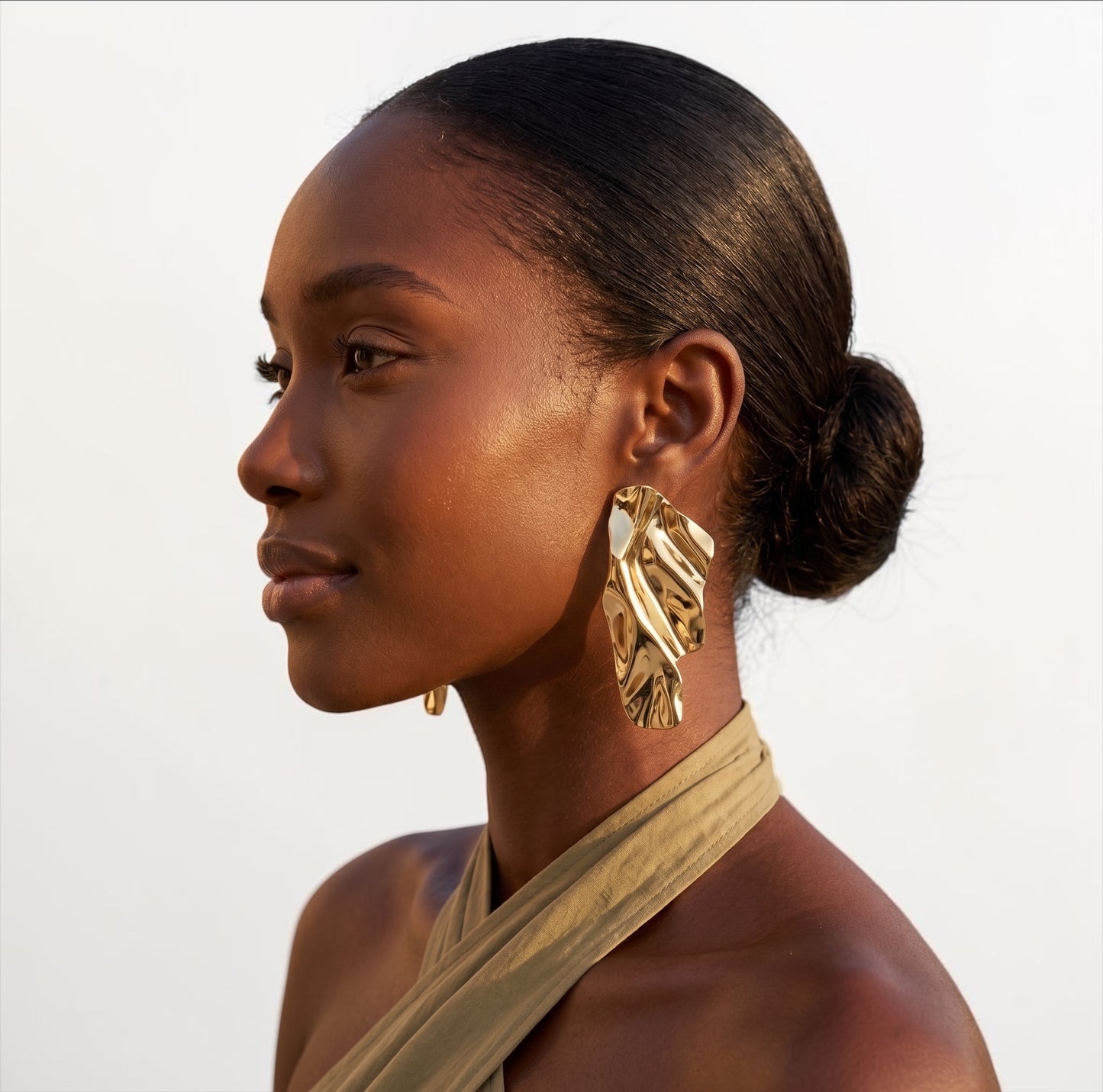 Sculptural Gold & Silver Statement Earrings – Textured Abstract Drop Design - Fatisha Boutique #