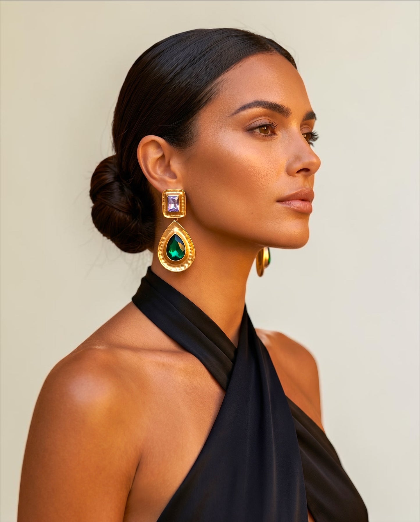 Elegant Teardrop Rhinestone Earrings – Gold Crystal Drop Statement - Fatisha Boutique #