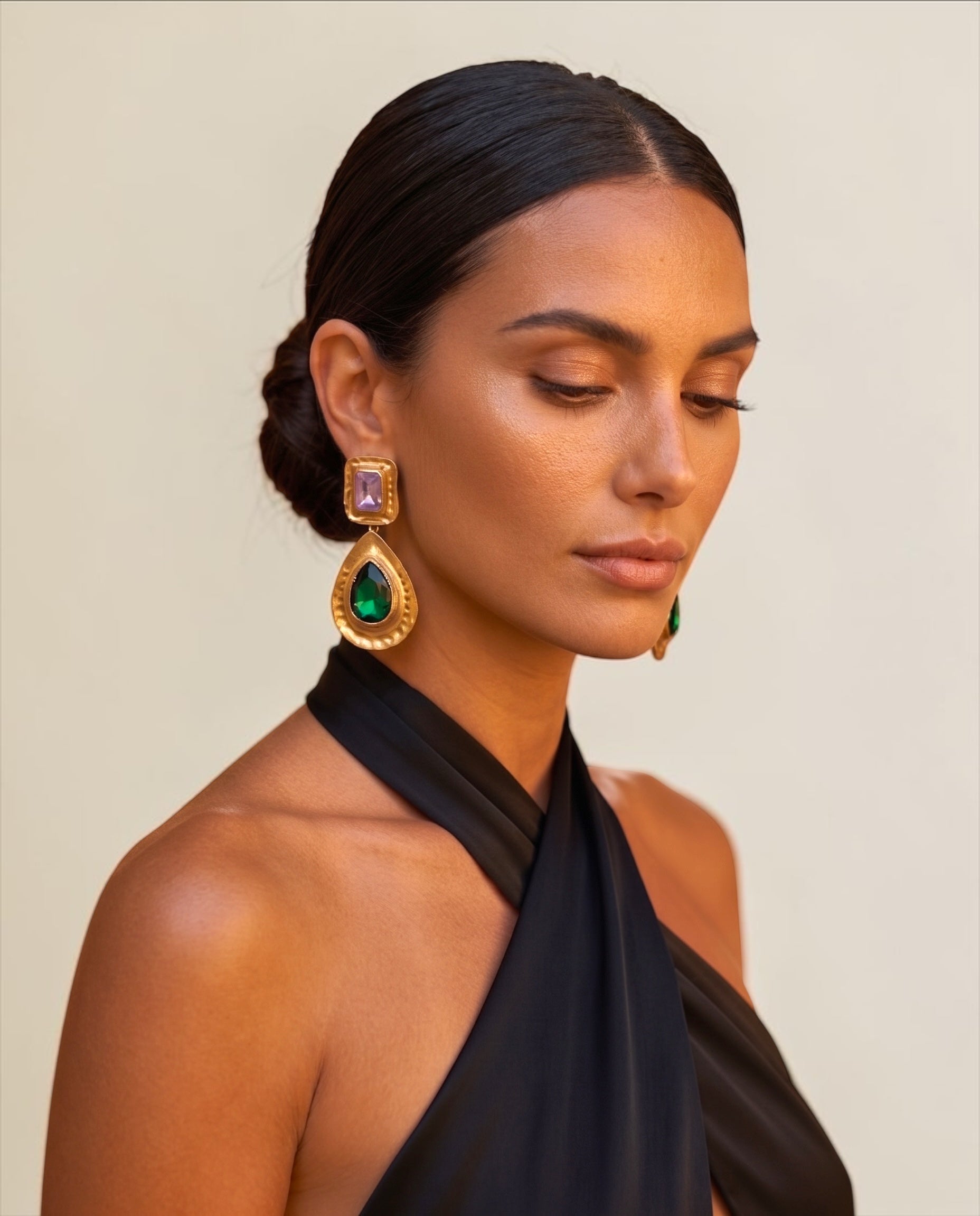 Elegant Teardrop Rhinestone Earrings – Gold Crystal Drop Statement - Fatisha Boutique #