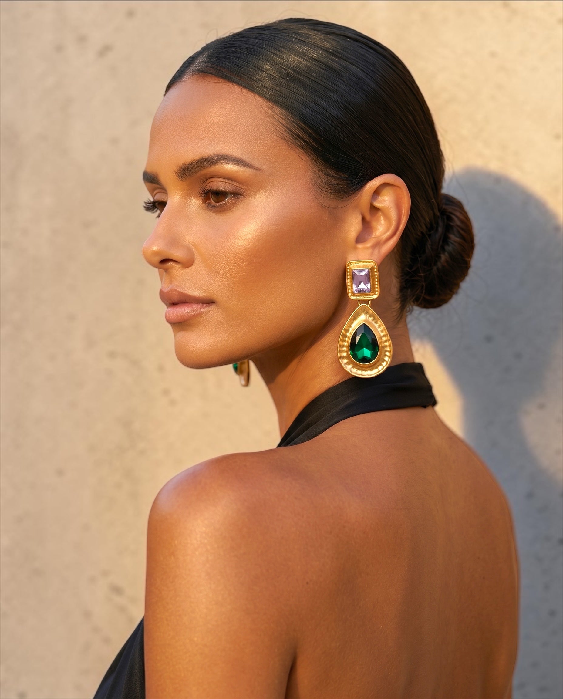 Elegant Teardrop Rhinestone Earrings – Gold Crystal Drop Statement - Fatisha Boutique #