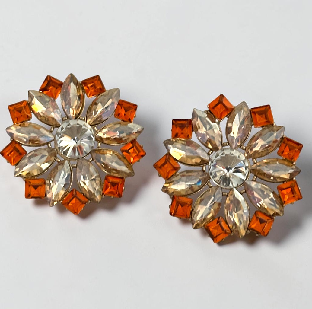 Crystal Flower Statement Stud Earrings - Fatisha Boutique #