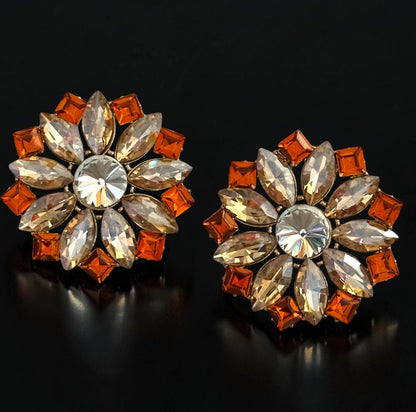 Crystal Flower Statement Stud Earrings - Fatisha Boutique #