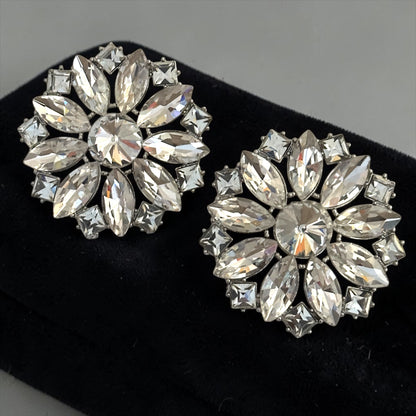 Crystal Flower Statement Stud Earrings - Fatisha Boutique #