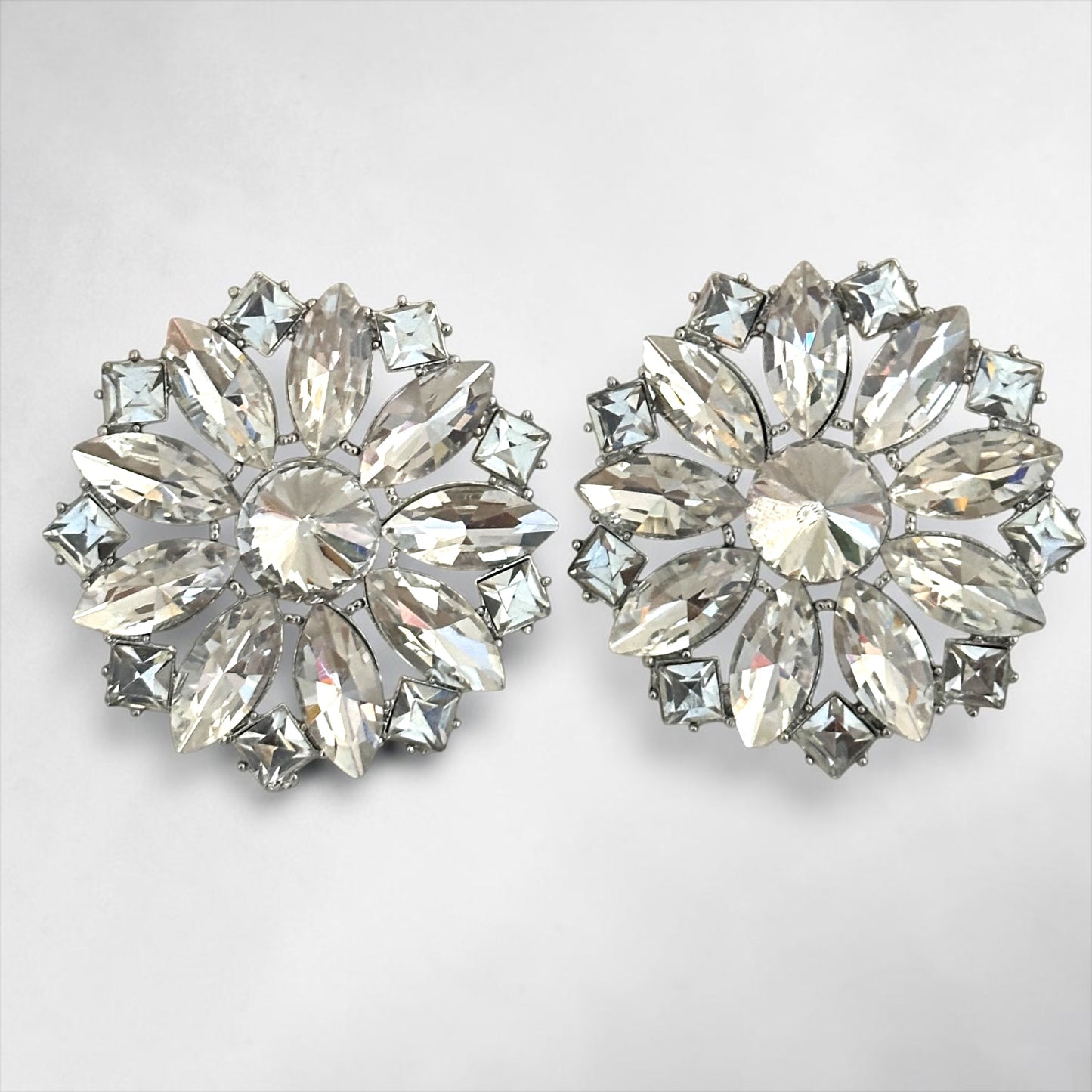 Crystal Flower Statement Stud Earrings - Fatisha Boutique # Fatisha Boutique
