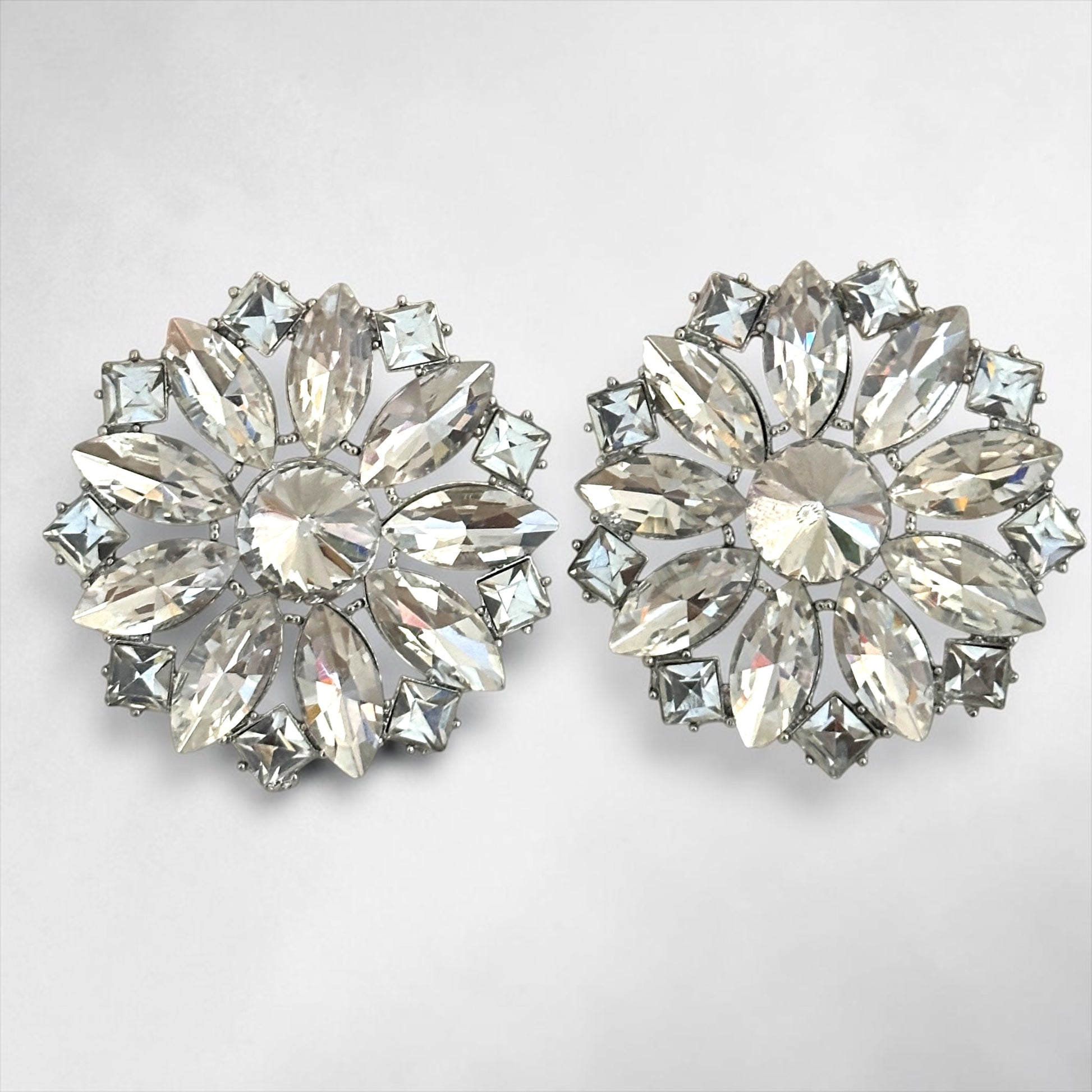 Crystal Flower Statement Stud Earrings - Fatisha Boutique #