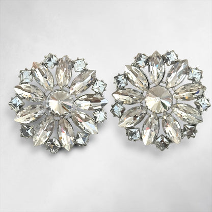 Crystal Flower Statement Stud Earrings - Fatisha Boutique #