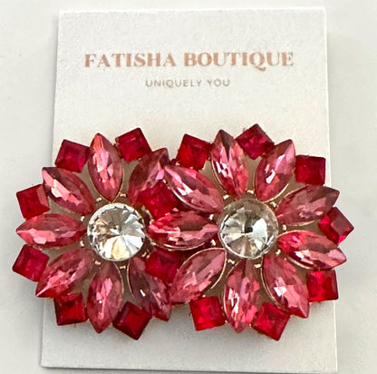 Crystal Flower Statement Stud Earrings - Fatisha Boutique #