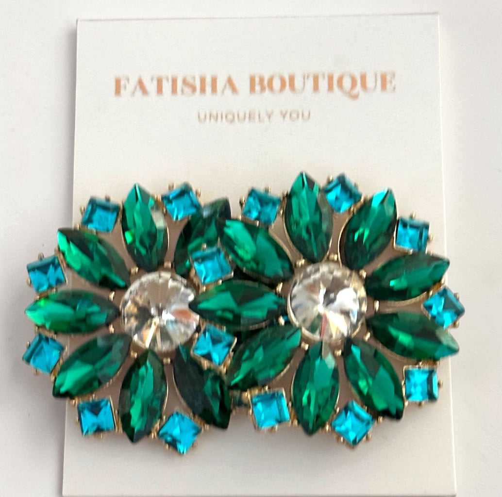 Emerald Crystal Floral Statement Earrings - Fatisha Boutique #