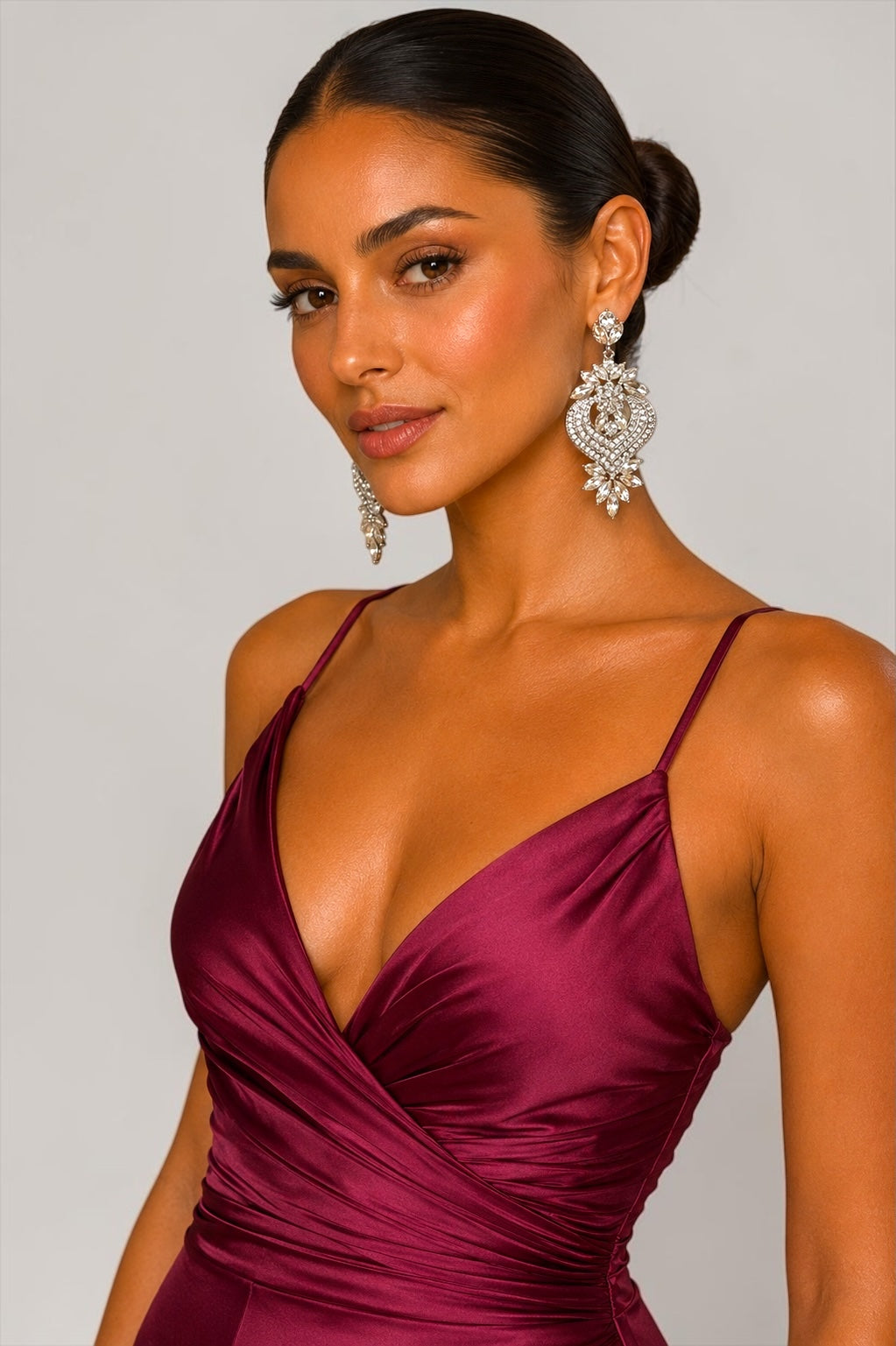 Clear Crystal Heart Statement Earrings - Fatisha Boutique #