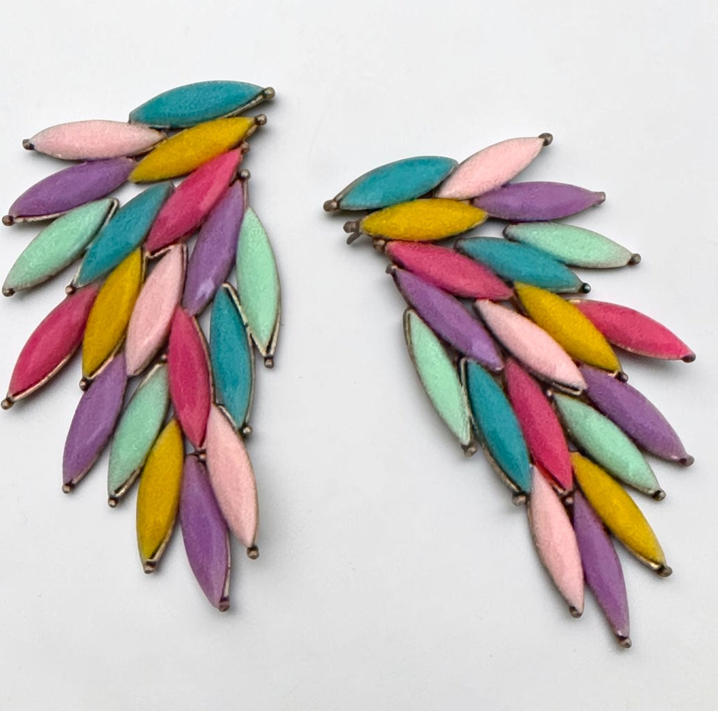 Pastel Multicolour Leaf Statement Earrings - Fatisha Boutique #