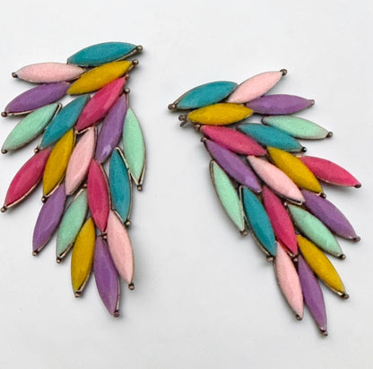 Pastel Multicolour Leaf Statement Earrings - Fatisha Boutique #