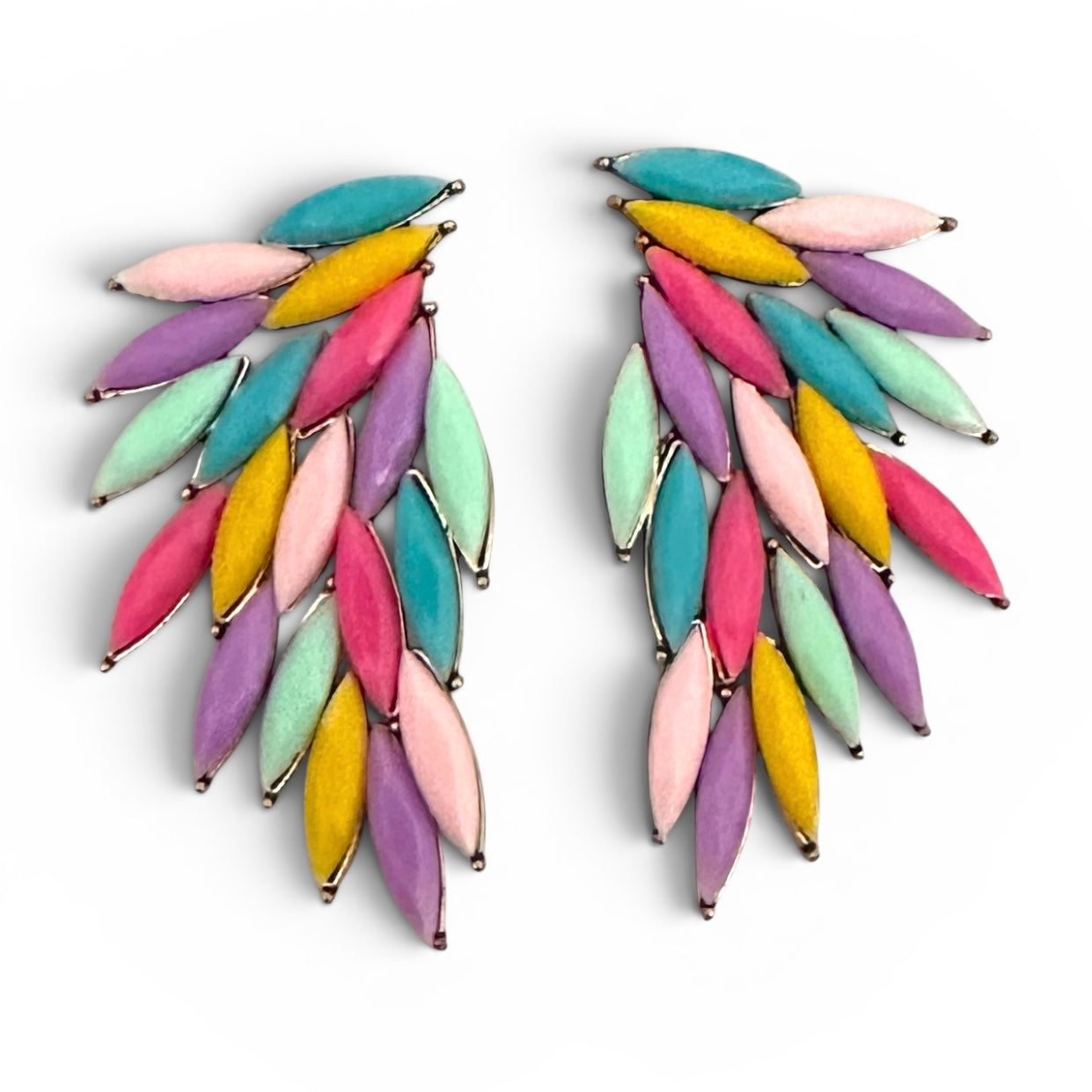Pastel Multicolour Leaf Statement Earrings - Fatisha Boutique #