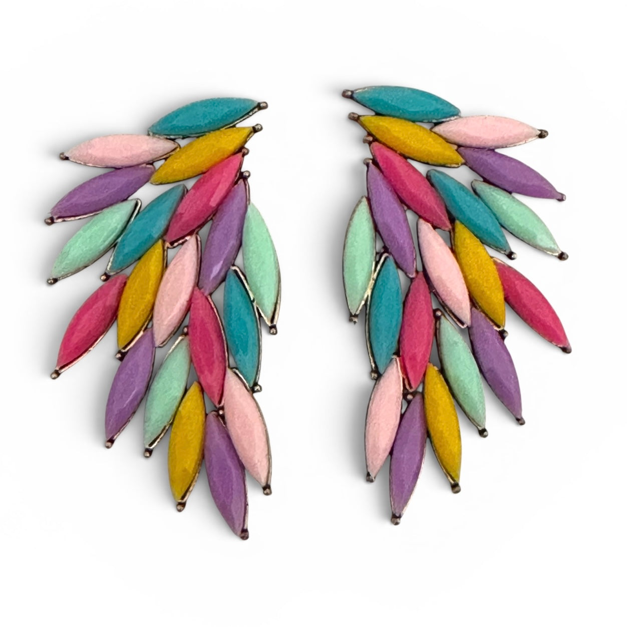 Pastel Multicolour Leaf Statement Earrings - Fatisha Boutique #