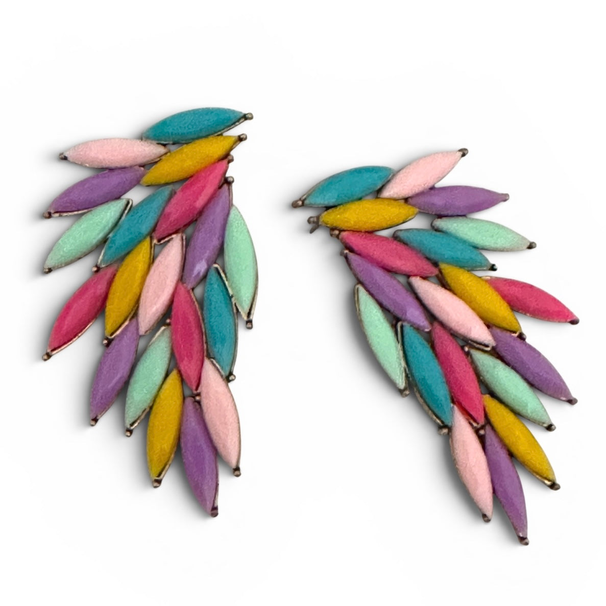 Pastel Multicolour Leaf Statement Earrings - Fatisha Boutique #