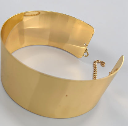 Wide Metal Choker Necklace in Gold & Silver - Fatisha Boutique #