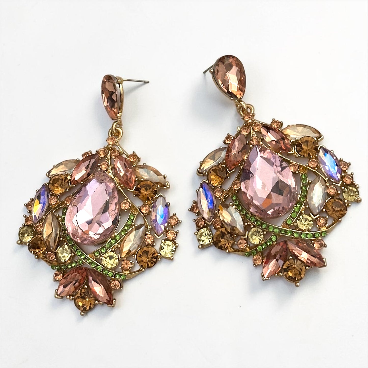 Blush Crystal Statement Earrings - Fatisha Boutique #