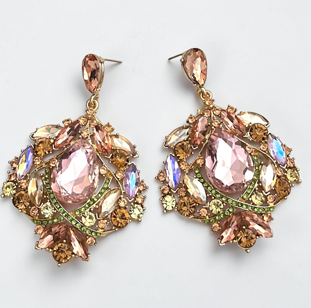 Blush Crystal Statement Earrings - Fatisha Boutique #
